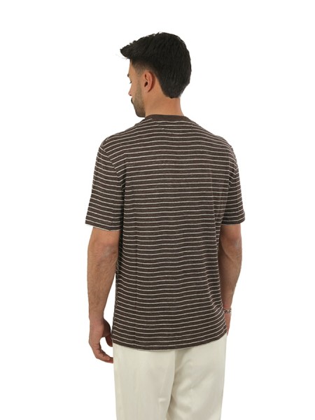 T-Shirt Brunello Cucinelli in jersey rigato Testa di Moro